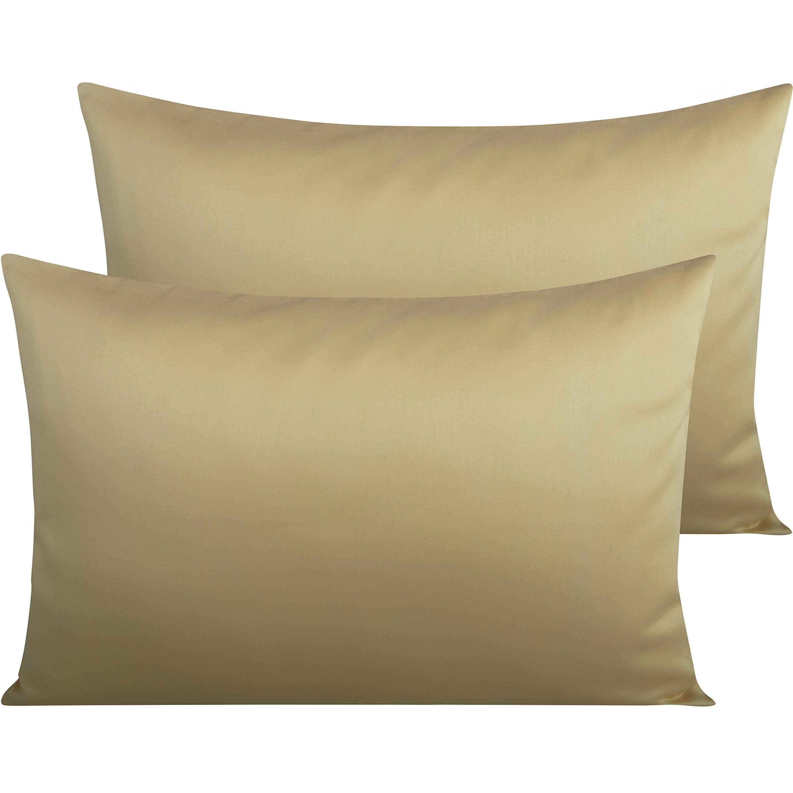 Ntbay 500 Thread Count 100% Egyptian Cotton Queen Pillowcases, Super Soft And Breathable Envelope Closure Pillow Cases, 20X30 Inches, Khaki